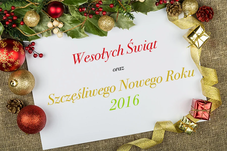 Kartka Fundacji Pro Artis z życzeniami bożonarodzeniowymi i noworocznymi na 2016 rok.
